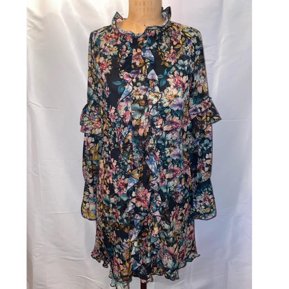 Gucci themed Floral Print Ruffle Dress Sz 6